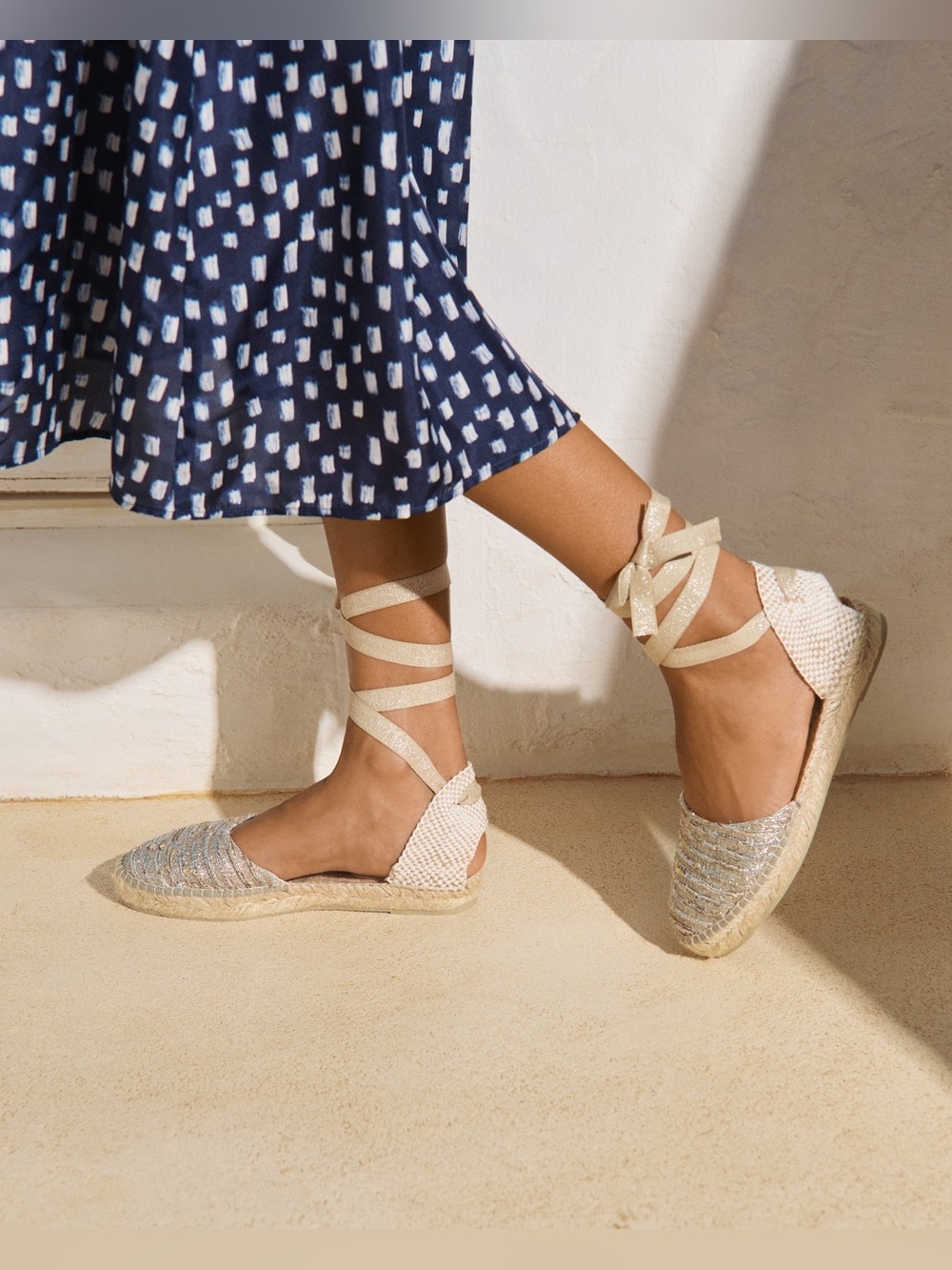 Manebi Lurex Cotton Blend Flat Valenciana Espadrilles